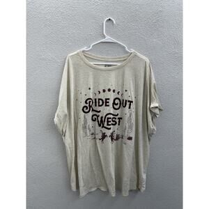 Terra & Sky Womens Shirt Size 4X Ride Out West Velvet Letters Short Sleeve